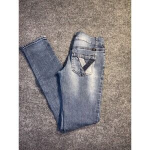 LEI‎ Ashley Skinny Jeans Womens 3 Blue Denim Regular Fit Low Rise 2-Button Fly
